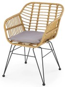 Scaun rattan K541 natur/gri