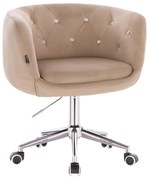 HR333CK Scaun Catifea Latte cu Bază Cromata