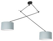 Lampă suspendată neagră cu abajur 35 cm albastru deschis reglabil cu 2 lumini - Blitz