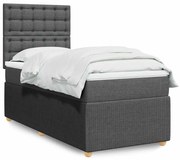 vidaXL Pat box spring cu saltea, gri închis, 80x200 cm, textil