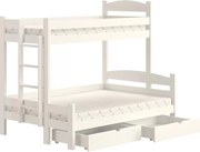 Pat supraetajat cu sertare Lovic 90x200/120x200 partea stângă - alb