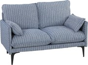 HOMCOM Canapea 2 locuri din material respirabil cu perne groase, 2 perne, cotiere, pentru living, Albastru | Aosom Romania