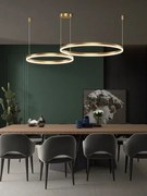 Lustra LED Esn 203002/2, Cu Telecomanda, 3 Tipuri De Lumina, 120W, Auriu
