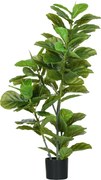HOMCOM Plantă Ficus artificială, înălțime 110 cm cu 90 de frunze și ghiveci pentru living | Aosom Romania