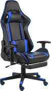 vidaXL Scaun de jocuri pivotant cu suport de picioare, albastru, PVC
