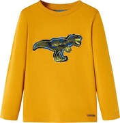 vidaXL Tricou pentru copii cu mâneci lungi, ocru, 128