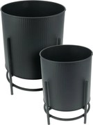 Set de suporturi metalice pentru flori Celano negru, 2 buc.