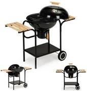 Gömb alakú görgős faszenes grill hamutartóval