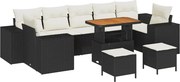 vidaXL Set de canapele pentru grădină 10 pcs Negru poliratan