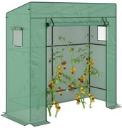 Outsunny Seră de grădină murală adăpostită cu 1 ușă înrolabilă, folie PE renforțată, 2 ferestre, dim. 196L x 77l x 197/178H cm | Aosom Romania