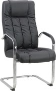 Scaun vizitator negru OFF 8115 din piele ecologică și cadru cromat tip sanie