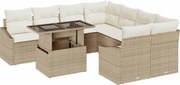 vidaXL Set de canapele pentru grădină 9 pcs Bej și crem poliratan