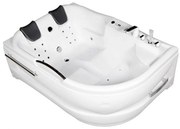 Cadă de baie cu hidromasaj asimetrică Dublo E-Drive, 180x130 cm cu baterie