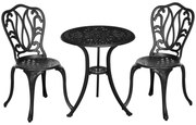 Outsunny Set de mobilier de grădină 2 locuri, 2 scaune și Masă rotundă stil retro din fontă de aluminiu, negru | Aosom Romania