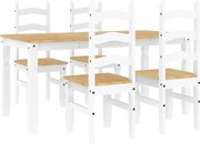 vidaXL Set de sufragerie din 5 piese Panama din lemn masiv de pin alb