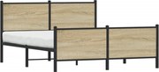 vidaXL Cadru de pat metalic fără saltea, stejar sonoma, 140x190 cm