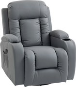 HOMCOM Fotoliu de masaj cu funcție de balansare, culcare și încălzire, 3 moduri, rotativ, gri deschis | Aosom Romania