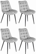 Set Scaune 4 Bucatarie/Dining Joy Gri Deschis Catifea