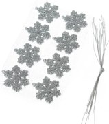 Set de ornamente de Crăciun Glitter flakes 16buc , argintiu