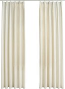 vidaXL Draperii opace, 2 buc., crem, 140x245 cm, catifea, cu cârlige