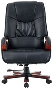 RESIGILAT- Scaun directorial din lemn masiv, piele PU Premium, Negru/Maro
