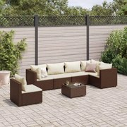 vidaXL Set mobilier de grădină cu perne, 7 piese, maro, poliratan