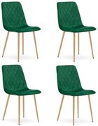 Set 4 Scaune Bucatarie/Dining Clay Catifea Verde Picioare Metalice Finisaj Lemn