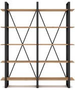 Bibliotecă negru/natural cu aspect de lemn de stejar 150x180 cm Aviva – Marckeric