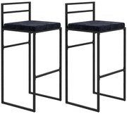 HOMCOM Lot de 2 taburete de bar taburete înalte pernă de șezut din catifea suport pentru picioare înălțime 74 cm negru | Aosom Romania