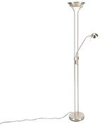 Lampă de podea din oțel cu lampă de citit incluzând LED reglabil în Kelvin - Diva