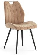 MAZZONI EXPORT ARNO Bej (țesătură Bluvel 28) - SCAUN TAPIȚAT MODERN PENTRU LIVING/SUFRAGERIE cu MÂNER | CATIFEA