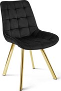 Scaun de masa SORIA VELVET cu picioare aurii, negru