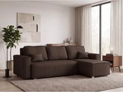 Canapea colt extensibila SMART COSARO maro inchis, cu colt bilateral + 2 perne CADOU