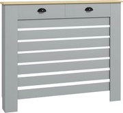 HOMCOM Acoperiș pentru calorifer din MDF cu doghe, cu 2 sertare, 111x19x95.5 cm, Gri | Aosom Romania