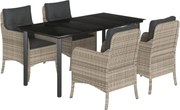 vidaXL Set mobilier de grădină cu perne, 5 piese gri deschis poliratan