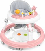 Premergator multifunctional Kidizi Pippa roz pentru fetite, cu panou interactiv pentru picioare, tavita muzicala detasabila si inaltime reglabila pe 3 niveluri