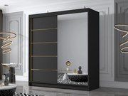 Dulap de haine cu uși culisante Bratoke III 180 (Negru + auriu) (cu oglindă). Promo -17%. 1105688