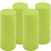 Set de lumânări tip pilon, 20 cm, Ø 7,5 cm, verde deschis, 4