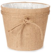 Husa pentru ghiveci impletit cu fundita de iuta, 20 x 16 cm