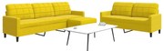 vidaXL Set de canapele cu perne, 3 piese, galben, catifea