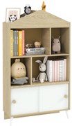 AIYAPLAY Bibliotecă pentru Copii cu 4 Cuburi Deschise și Rafturi Superioare, 80x30x140.5 cm, Alb | Aosom Romania