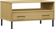 vidaXL Măsuță cafea picioare metalice maro 85x50x45cm lemn masiv OSLO