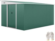 Outsunny Magazie de Gradina cu Ușa Glisantă si Orificii de Aerisire, din Oțel Galvanizat, 345x280,5x169-201cm, Verde | Aosom Romania