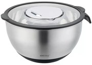 Bol multifunctional pentru salata Kinghoff KH 1861, 24 cm, 5 L, 3 razatori, Anti-alunecare, Inox / Negru