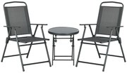 Outsunny Set Bistro 3 Piese din Metal Rezistent la Intemperii pentru Mobilier Grădină cu Masă Pliantă și Scaune Gri închis | Aosom Romania