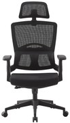 Scaun ergonomic, spătar mesh, inaltime reglabila, tetiera reglabila, baza PP rezistent, Negru