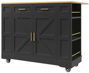 Insulă de bucătărie modernă cu blat reglabil, Negru | Aosom Romania