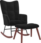vidaXL Fotoliu balansoar cu taburet 2 pcs Negru Catifea