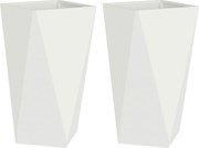 vidaXL Jardinieră 2 pcs Alb 40 x 40 x 75 cm Oțel