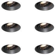 Set de 6 spoturi încastrate moderne negre GU10 rotunde fără ramă - Oneon